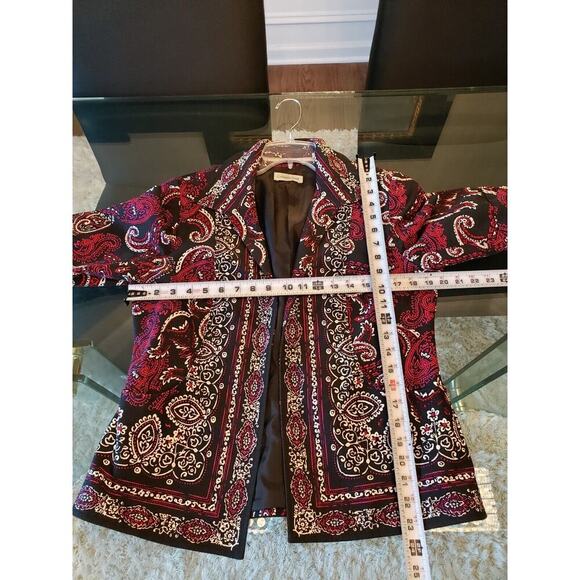 Coldwater Creek Women's Red & Black Cotton Long Sleeve Cropped Jacket Blazer 10 - Picture 7 of 15